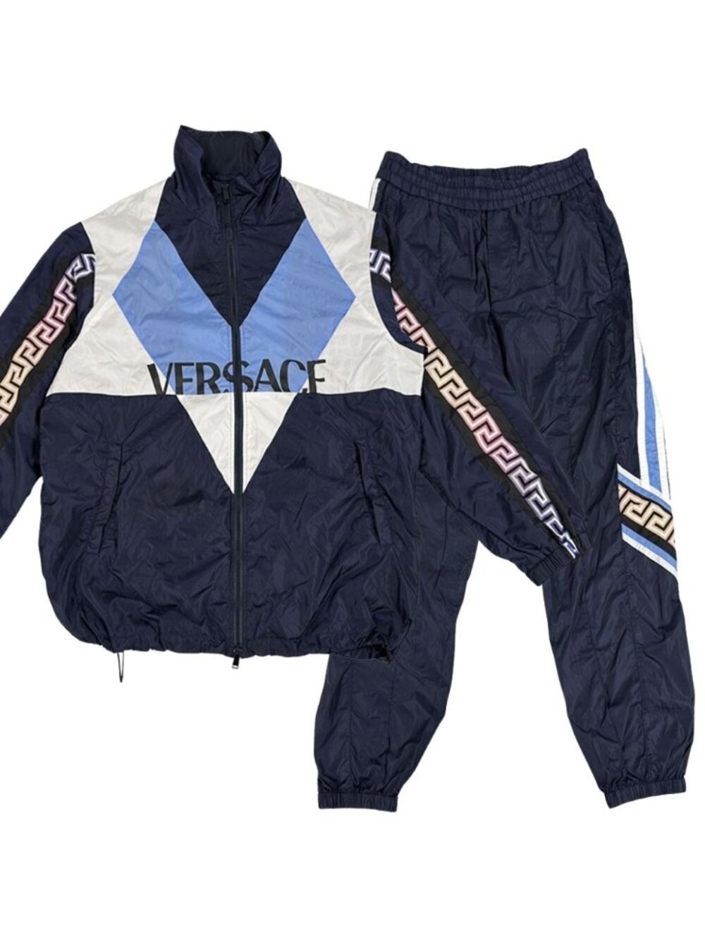 Versace Set Women S Men Brand Nylon Windbreaker Navy Multicolor 46 48